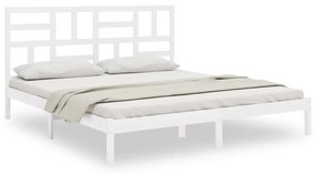 3105971 vidaXL Cadru de pat, alb, 200x200 cm, lemn masiv