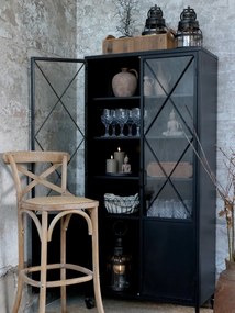 Scaun de bar, din lemn de mango si rattan, cu aspect vintage, Old French