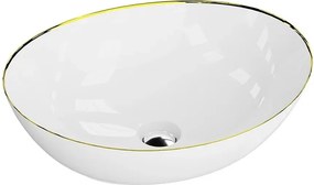 Lavoar pe blat Rune Svavar oval 42 cm alb-auriu lucios