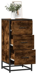 vidaXL Dulap, stejar fumuriu, 35,5x35x76 cm, lemn prelucrat și metal