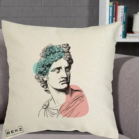 Perna Decorativa Bust Grec Vaporwave, 40x40 cm, Ecru, Husa Detasabila, Perna Inclusa, BEKZ®