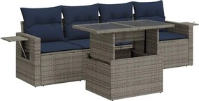vidaXL Set mobilier de grădină cu perne, 5 piese,poliratan
