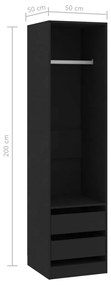 Sifonier cu sertare, negru, 50 x 50 x 200 cm, PAL Negru, 1