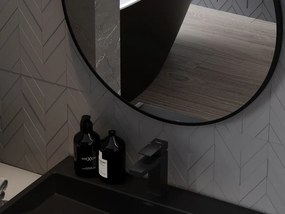 Mexen Loft oglindă rotundă de baie 75 cm, ramă neagră - 9850-075-075-000-70