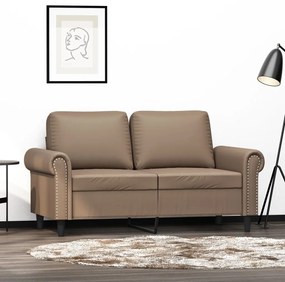 349124 vidaXL Canapea cu 2 locuri, cappuccino, 120 cm, piele ecologică