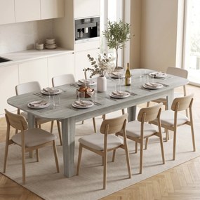 HOMCOM Masă Ovală Extensibilă pentru Dining, 140-180 cm, Gri Efect Lemn | Aosom Romania