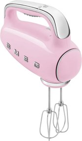 Mixer manual SMEG 50's Style HMF01PKEU, 250 W, 9 viteze, Functie Turbo, Afisaj LED, Timer, Accesorii, Roz