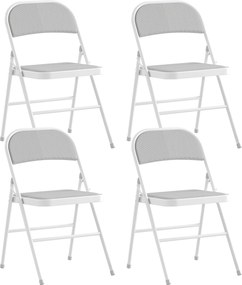 HOMCOM Set de 4 scaune pliabile scaune de sufragerie portabile cadru din oțel 45 x 46 x 78 cm alb | Aosom Romania