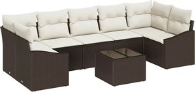 vidaXL Set de canapea cu pernă 8 pcs Maro și Crem poliratan