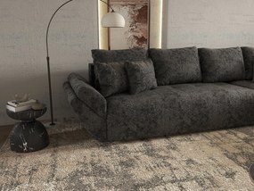 Colțar extensibil dumonde cu ladă de depozitare si sezut confortabil din spuma high-density, Berlin XL Euphoria Negru 350x185 cm II