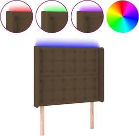 vidaXL Tăblie de pat cu LED, maro închis, 83x16x118/128 cm, textil