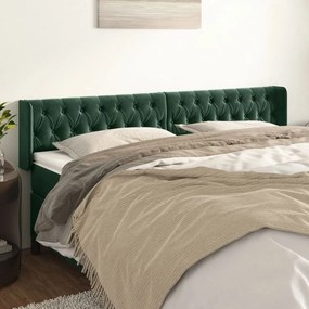 Tablie de pat cu aripioare verde inchis 183x16x78 88 cm catifea 1, Verde inchis, 183 x 16 x 78 88 cm