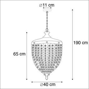 Lampă suspendată Art Deco cristal cu aur 40 cm - Cesar