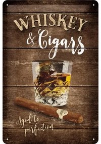 Placă metalică Whiskey & Cigars - Aged to Perfection