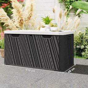 Outsunny Cutie de Depozitare Impermeabilă pentru Exterior cu Capac și Mânere, 115x60x60 cm, Negru | Aosom Romania