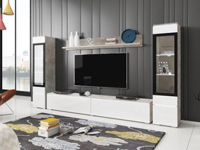 Mobilier living Selwyn II (beton + Alb lucios ) (iluminat LED Alb). 1054050