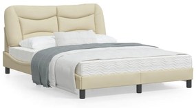 3207777 vidaXL Cadru de pat cu tăblie, crem, 140x200 cm, textil