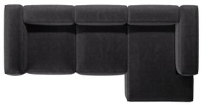 Colțar gri închis cu tapițerie din catifea reiată (cu colț pe partea dreaptă/cu șezlong) Bergamo – Cosmopolitan Design