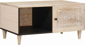 vidaXL Masă de cafea cu raft Bej 80 x 50 x 40 cm Lemn masiv de acacia