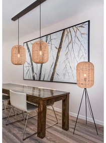 Lampadar bej cu abajur textil/cu abajur din răchită (înălțime 150 cm) Runa – Trio