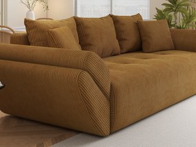 Canapea extensibilă dumonde cu ladă de depozitare si sezut confortabil din spuma high-density, Berlin Zoom Mustar 250x100 cm