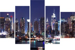 Tablou - Zgârie-nori din New York iluminate (150x105 cm)