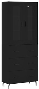 3198418 vidaXL Dulap înalt, negru, 69,5x34x180 cm, lemn compozit