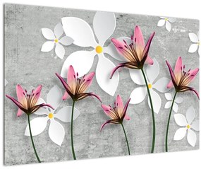 Tablou cu abstracție florală (90x60 cm)