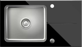 Chiuveta inox incastrata Quadron Pop Hugh 111 finisaj inox - negru 77x44 cm