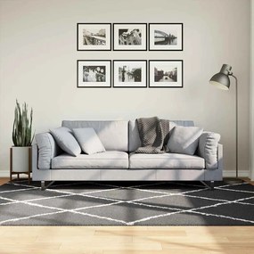 vidaXL Covor pufos &quot;PAMPLONA&quot; fire înalte negru/crem modern 160x230 cm