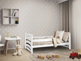 Pat pentru copii MELA 80 x 160 cm, alb Saltele: Fara saltea, Somiera pat: Cu lamele curbate