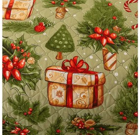 Cuvertura de pat cu model CADOURI DE CRACIUN, verde Dimensiune: 220 x 240 cm