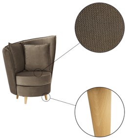 Fotoliu Art Deco, ţesătură Paros maro gri/ fag, ROUND NEW