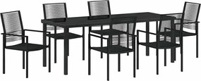 vidaXL Set de masă pentru grădină 7 pcs Negru