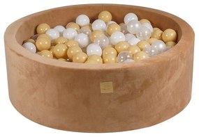 Piscină cu bile maro deschis din catifea ø 90x30 cm Montessori – Meowbaby