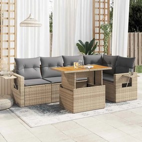 vidaXL Set canapele de grădină cu perne, 6 piese, bej, poliratan