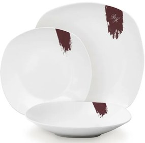 BerlingerHaus Set de 18 farfurii Leonardo, alb-bordó