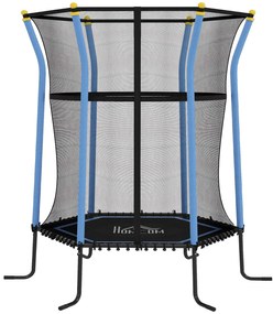 HOMCOM Trambulină Elastică pentru Copii 3-10 Ani cu Intrare cu Fermoar și Țevi Căptușite, Ø163,5x190 cm, Albastru | Aosom Romania