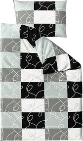 Lenjerie de pat din bumbac SQUARES BLEND gri Dimensiune lenjerie de pat: 70 x 90 cm | 140 x 200 cm