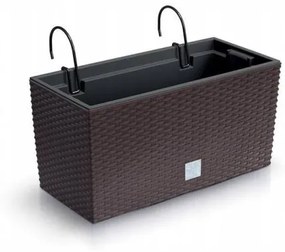 Jardiniera decorativa, suport metalic, imitatie ratan, maro, 39.5x18.5x19.5 cm, Rato Case W