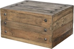 Măsuță de cafea dreptunghiulară din lemn reciclat, natur, cu formă de ladă, finisaj mat, 41 x 78 x 59 cm, „Bravon” – Ethnic Collections
