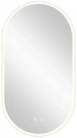 Oglindă baie, Multifuncțională, Iluminare LED Touch, Intensitate reglabila, Sistem Dezaburire, 45x80 cm