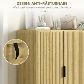 HOMCOM Dulap Pantofi 5 Niveluri cu Rafturi Reglabile, Picioare Metalice, Design Elegant Stejar, Stabil și Sigur, 80x38x110 cm | Aosom Romania