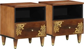 vidaXL Dulap de noapte cu sertar 2 pcs Maro miere 40 x 33 x 46 cm