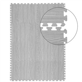 Covor pentru protectie pardoseala Puzzle 8 bucati Aspect lemn gri