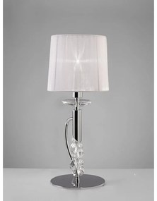 Veioza, Lampa de masa eleganta Tiffany crom/ abajur alb