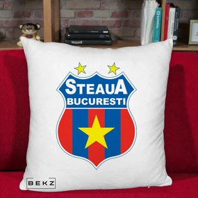 Perna Personalizata Steaua Bucuresti Fotbal, 40x40 cm, Alb Pufos, Husa Detasabila, Perna Inclusa, BEKZ®