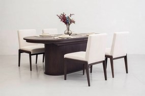 Set lemn masiv Dining Miami II Masa Ovala + 4 Scaune