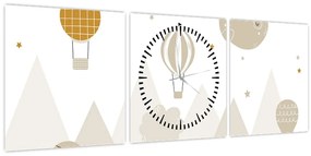 Tablou - Baloane zburătoare (cu ceas) (90x30 cm)