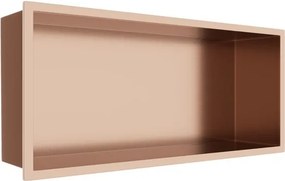 Raft incastrat dreptunghiular Balneo Wall-Box One cu rama 45x20x10 cm cupru lucios